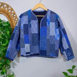 VTG Quilted Patchwork Jacket Mixed Print Cottagecore Lagenlook | Dark Winter